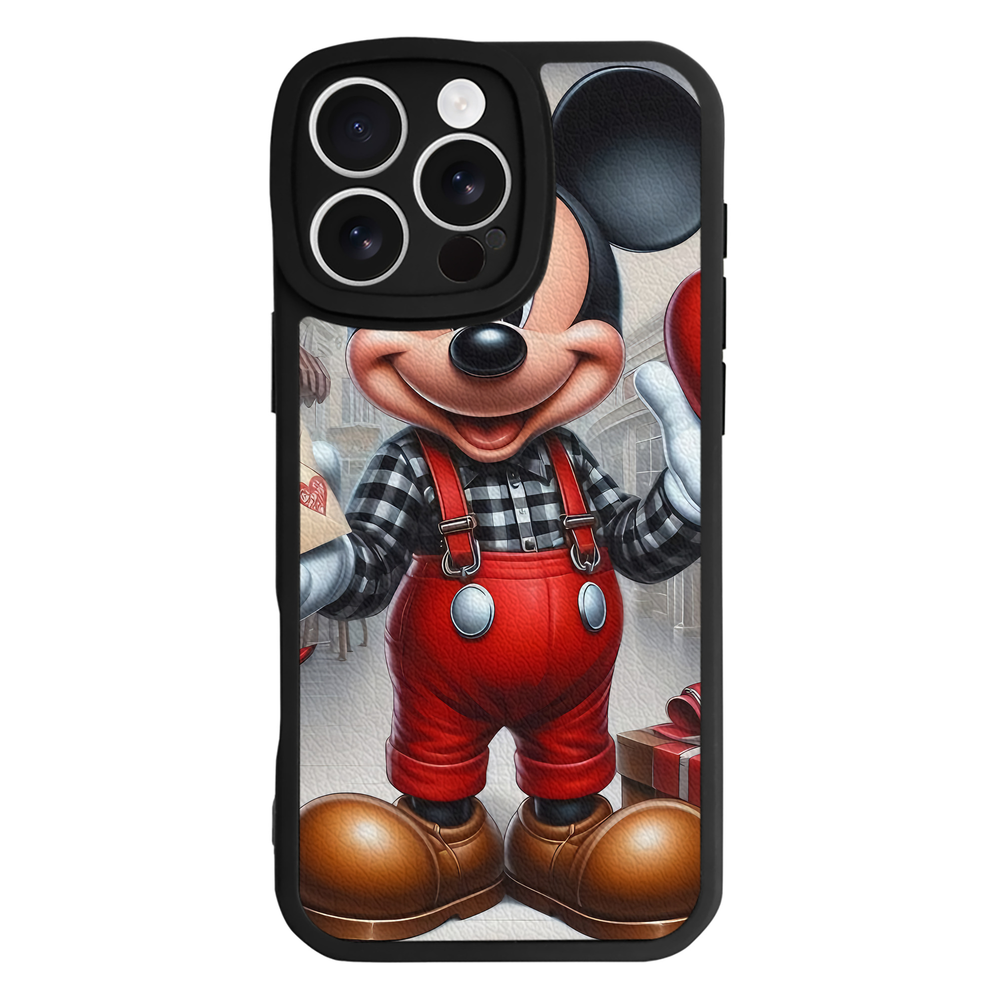 （画像用） ミッキーマウス Mickey Mouse 【iPhone 16シリーズ対応】シリコンスマホケース（レザー調） 材質：シリコン